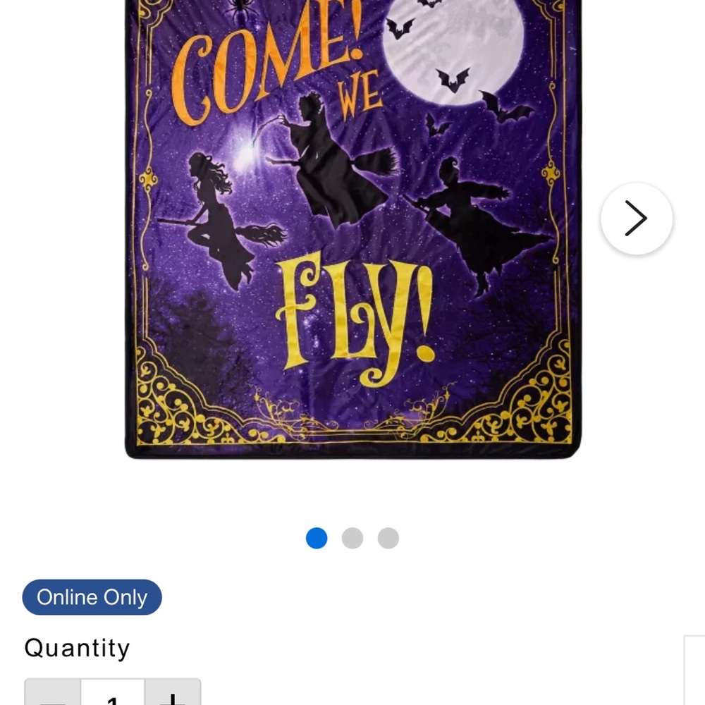 Source Unknown Purple and Gold Halloween 'Come! We Fly!' Throw Blanket